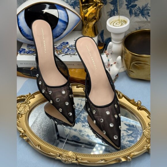 🆕 LOEFFLER RANDALL 🧿 NWOT Paloma Mesh Mid-Heel Mules, Black/Clear, Sz 9 - Picture 5 of 16